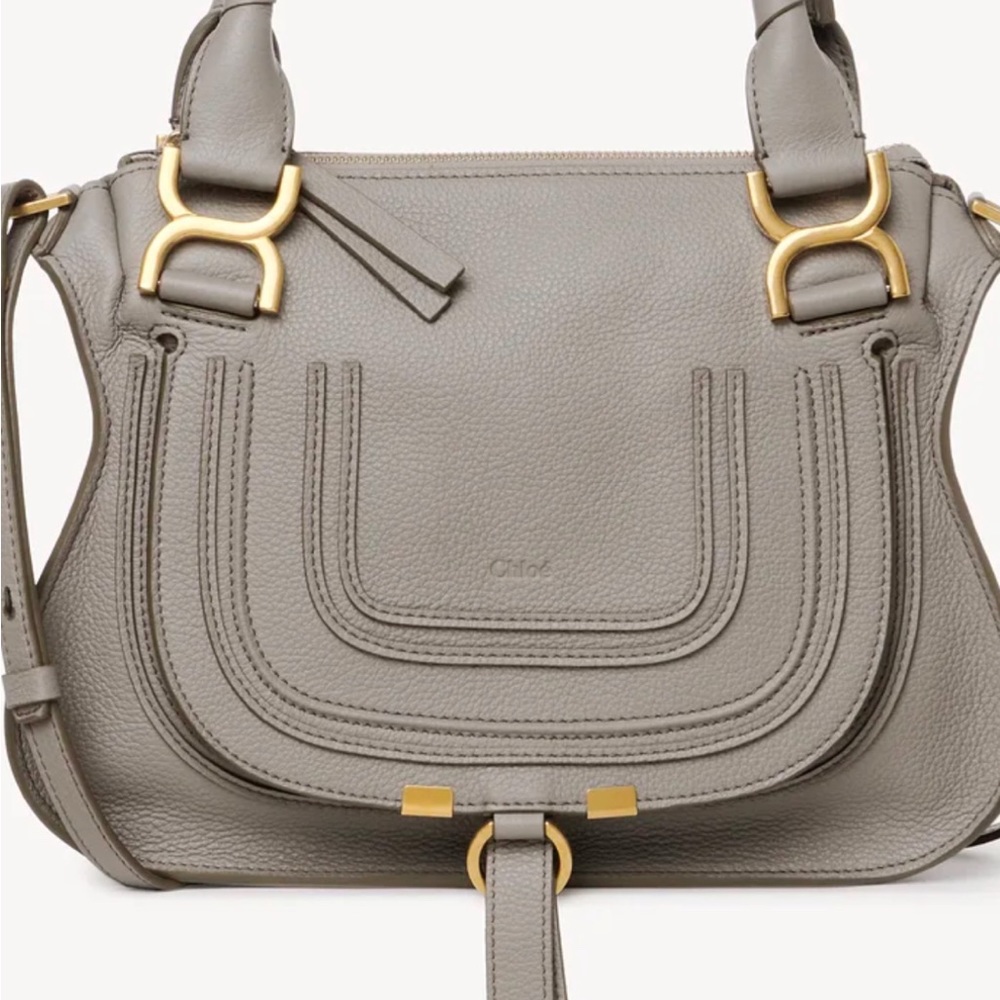 CHLOE MEDIUM MARCIE DOUBLE CARRY BAG $1000 GRAY